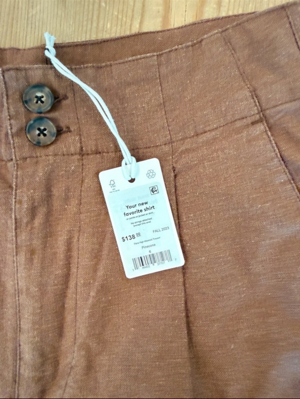 Marine Layer Brown Wide-Leg Trousers with Pleats - Picture 5 of 10